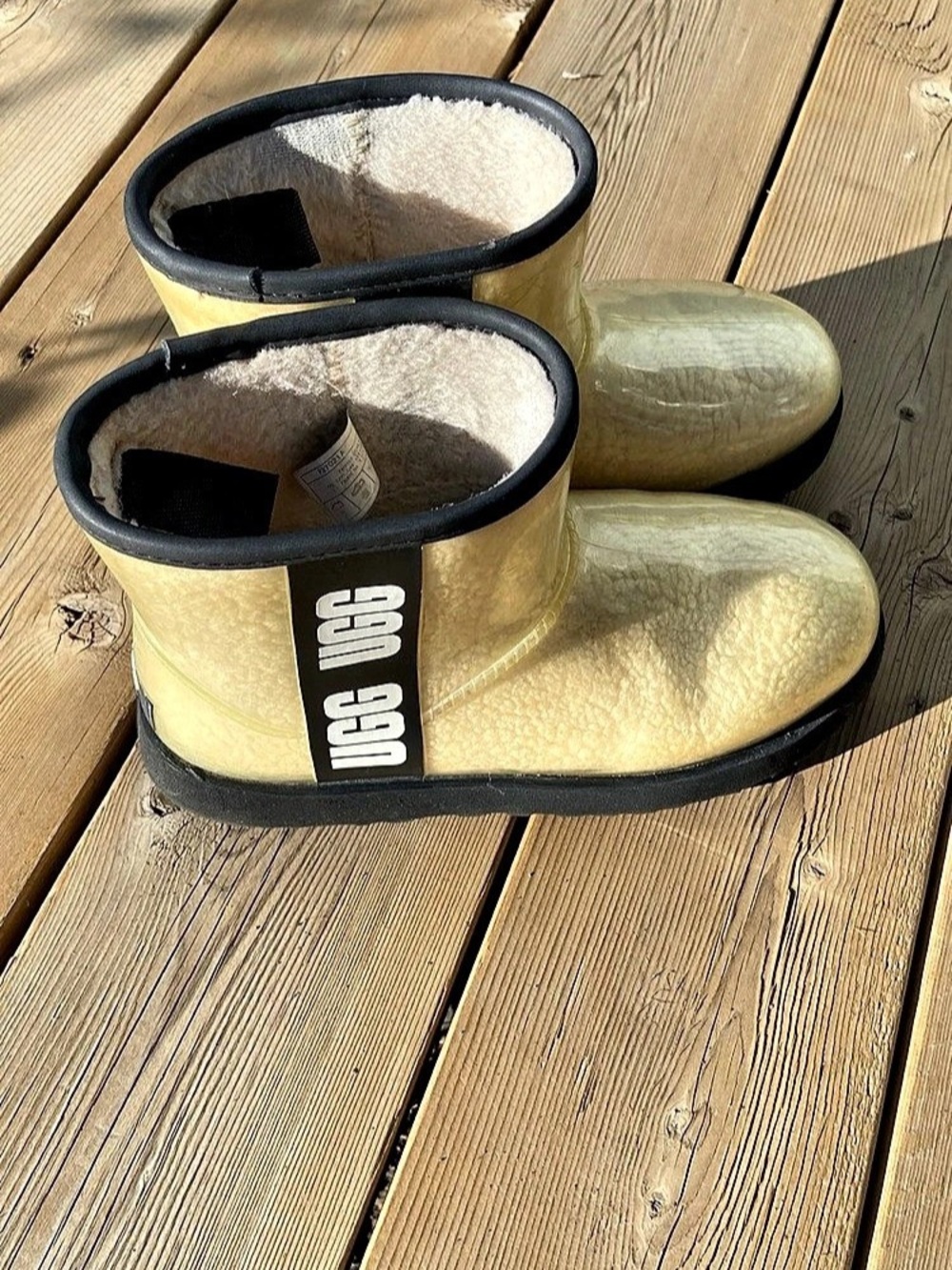 UGG Classic Clear Clear Mini Rain Boots Women’s US 7 1113190 NBLC-Natural/Black